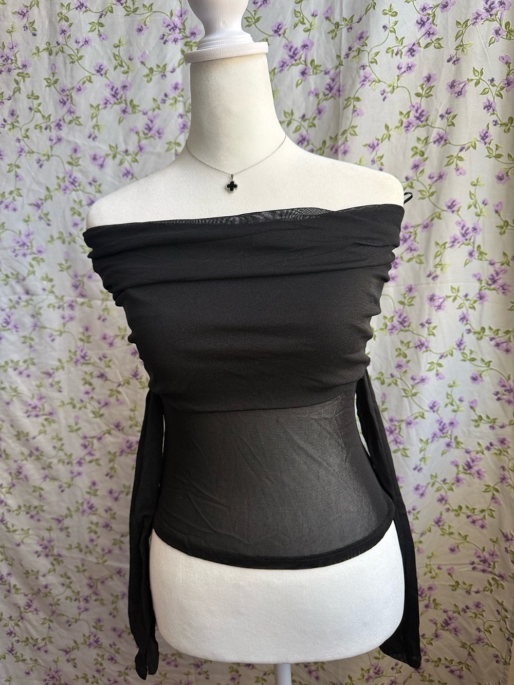 Black Off-Shoulder Long Sleeve Women’s Top